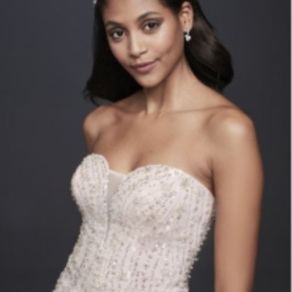 GALINA SIGNATURE - Beaded Tulle Sweetheart Trumpet Wedding Dress - Picture 3 of 12